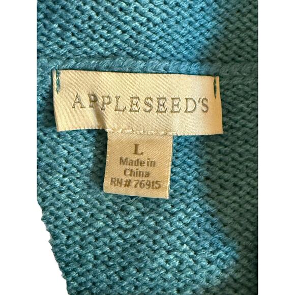 Beautiful Turquoise Appleseed’s Sweater with Wooden Button Accents Size Large - Picture 6 of 7